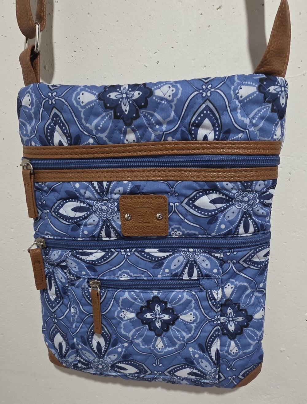 Stone Mountain Blue Quilted Floral Paisley Crossbody Bag Small
